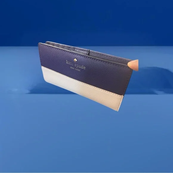 Kate Spade New York Crisp Linen/Sapphire Blue Cedar Street Stacy Wallet - Picture 2 of 6